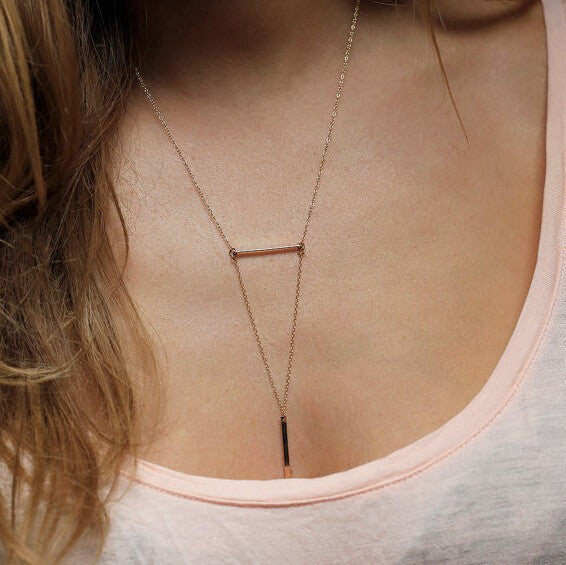 Delicately Feminine Gold Dipped Lariat "Y" Necklace