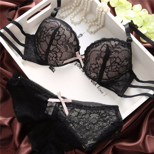 Sexy Womens Set Lace Lingerie, Underwear, Push-Up Padded Bra