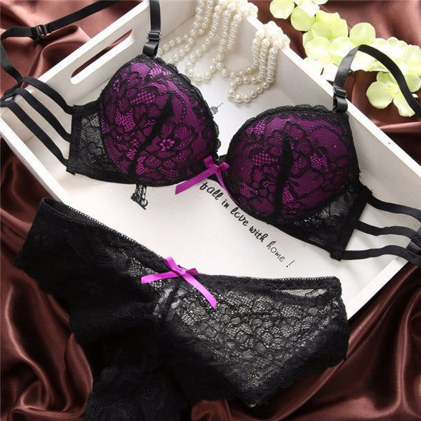 Sexy Womens Set Lace Lingerie, Underwear, Push-Up Padded Bra