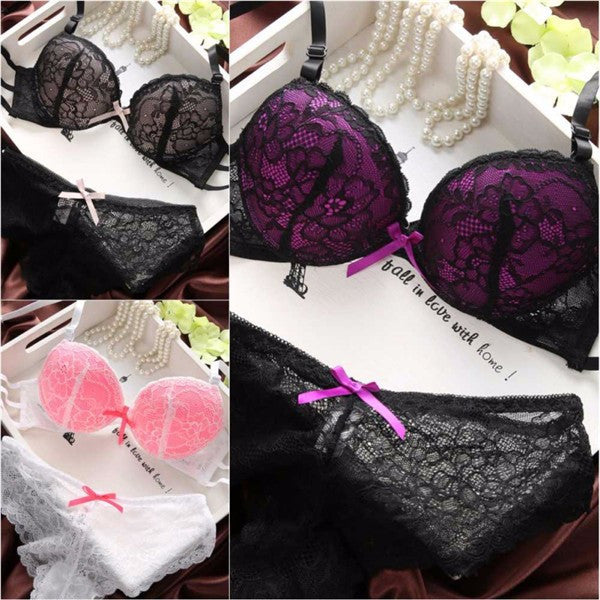 Sexy Womens Set Lace Lingerie, Underwear, Push-Up Padded Bra