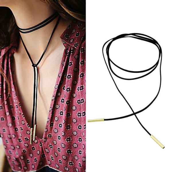 Black PU Leather Chain Necklace