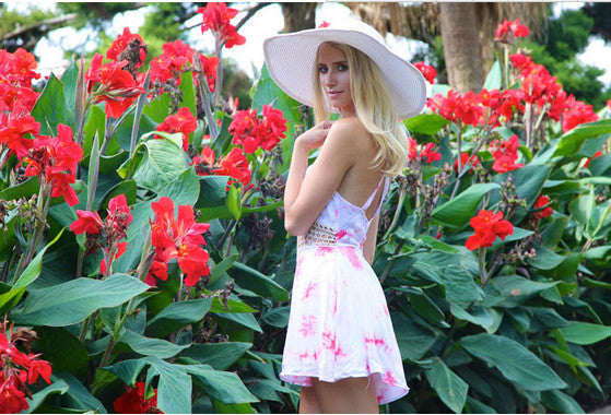 One Piece Printed Jumpsuit Culottes V-neck