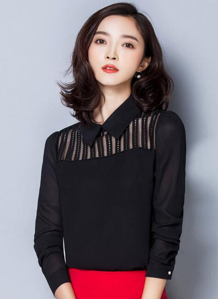 Work Office Turn-down Collar Long Sleeve