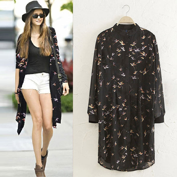 Floral Women's Shirt Long Sleeve