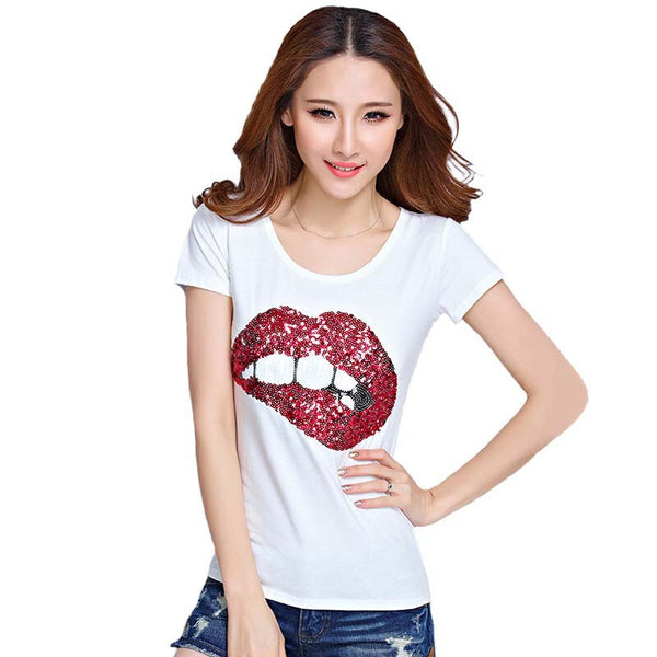 Tees Printed Lips Tshirt