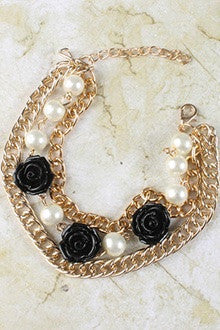 Rose & Pearls Chain Bracelet