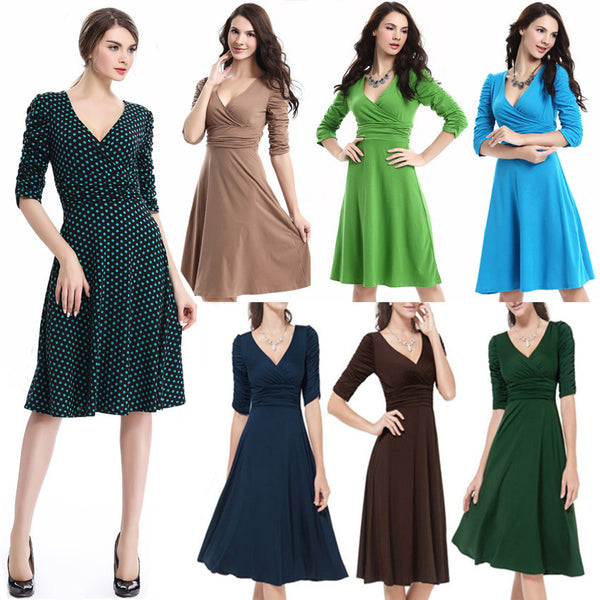 Summer Celeb V-neck Half Sleeve Maxi Party Dresses