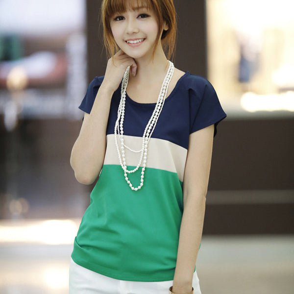 T-Shirts Ladies Shirts Red Green Stripe