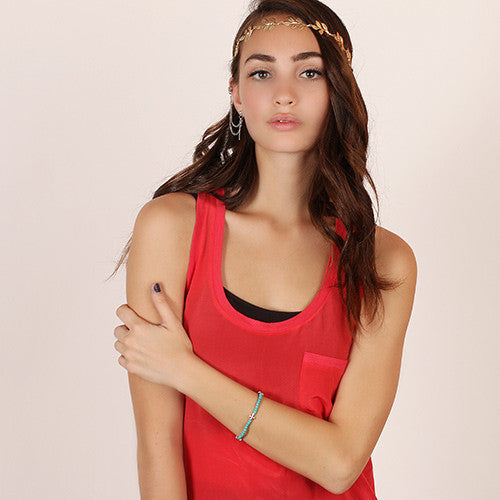 Turquoise bead & Cross Bracelet