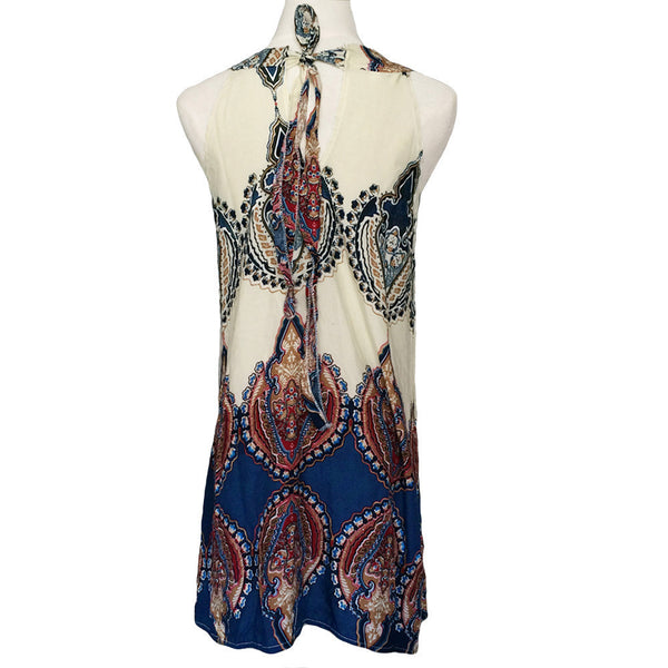 2016 donne di modo boho vestito stampato halter senza maniche
