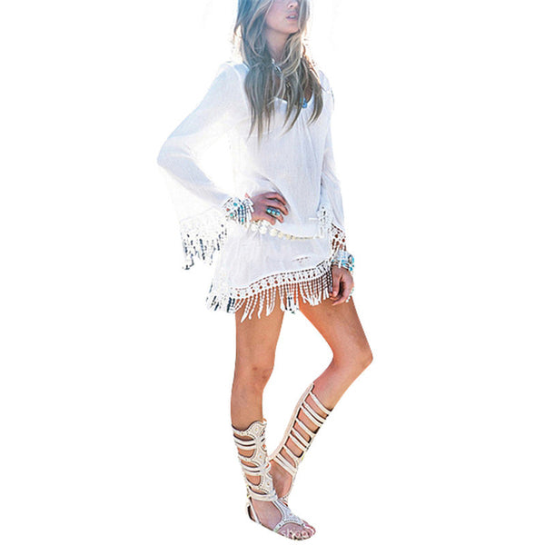 abiti corti sexy del crochet del merletto chiffion