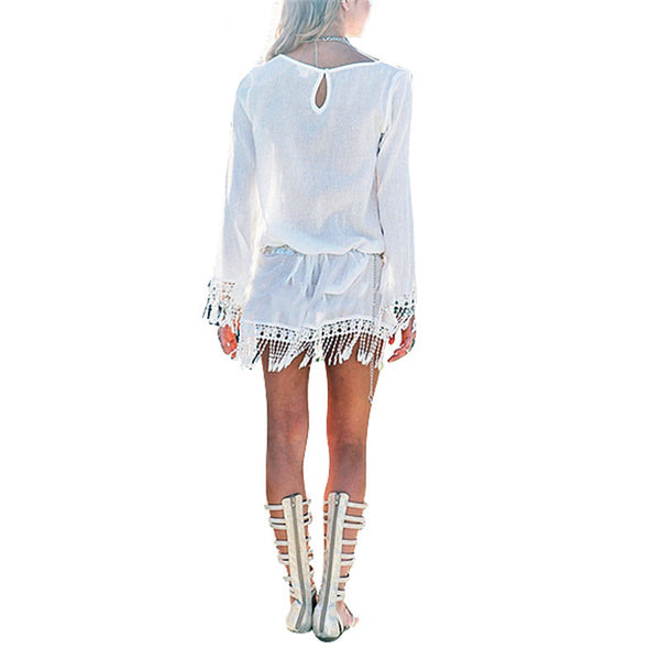 abiti corti sexy del crochet del merletto chiffion