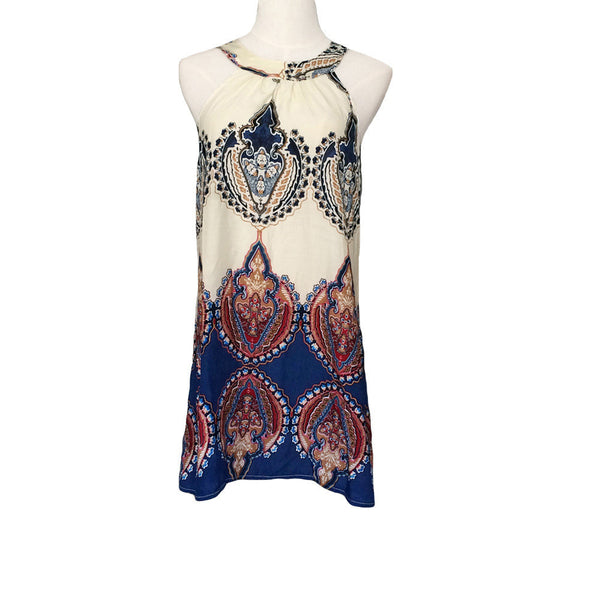2016 donne di modo boho vestito stampato halter senza maniche