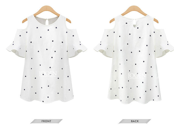 Woman Casual Short Sleeve Tops Star Print Shirt Femininas