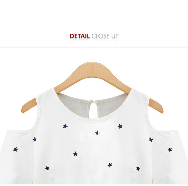 Woman Casual Short Sleeve Tops Star Print Shirt Femininas