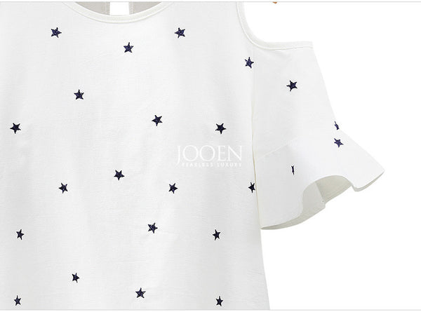 Woman Casual Short Sleeve Tops Star Print Shirt Femininas