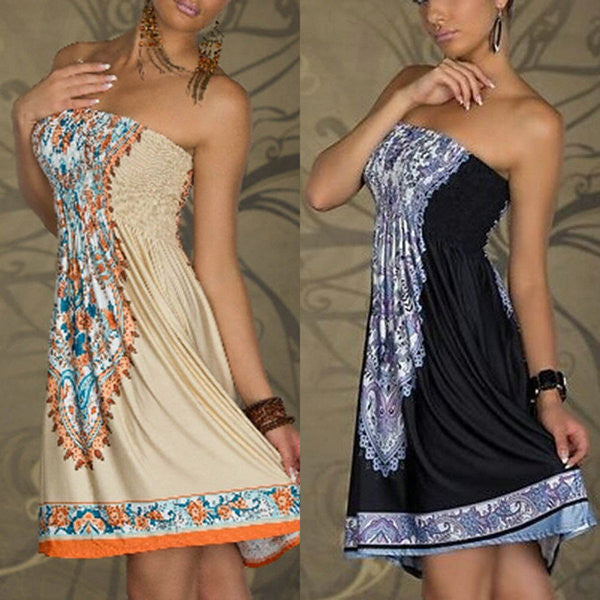 Mini vestido Floral Bandeau praia verão Boho