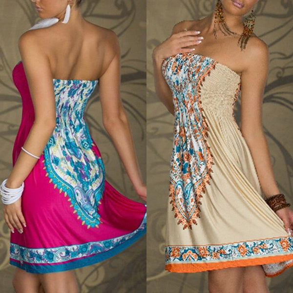 Mini vestido Floral Bandeau praia verão Boho