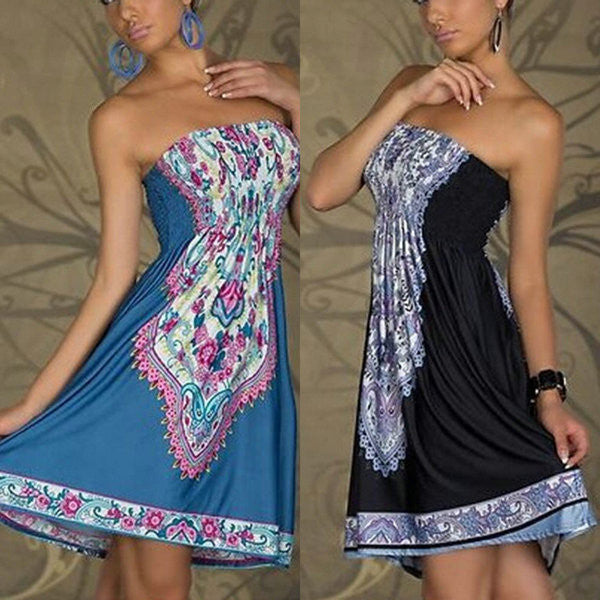 Mini vestido Floral Bandeau praia verão Boho