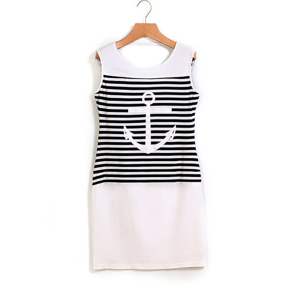abito senza maniche a strisce casuale ladys