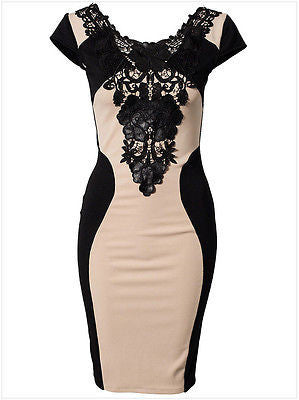 Floral Lace manga curta Evening partido