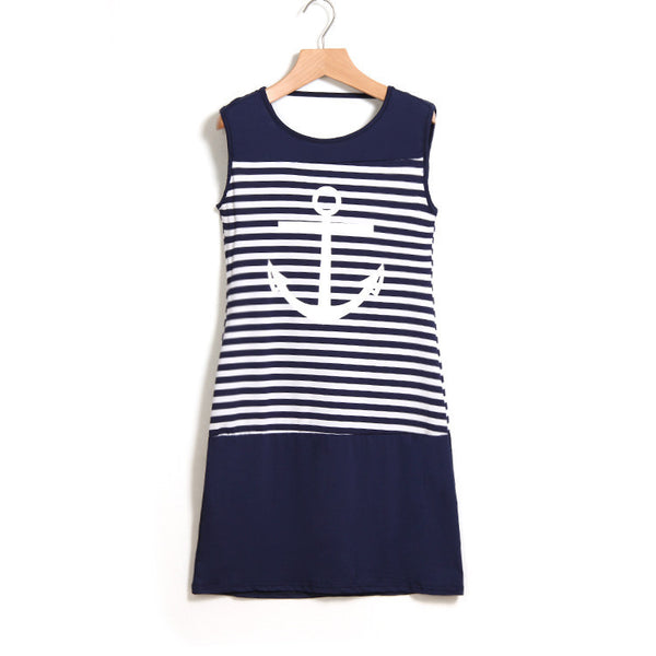 abito senza maniche a strisce casuale ladys