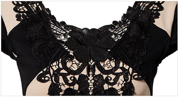 Floral Lace manga curta Evening partido