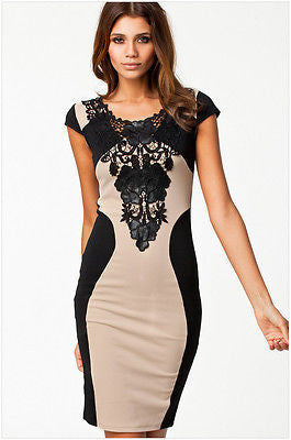 Floral Lace manga curta Evening partido