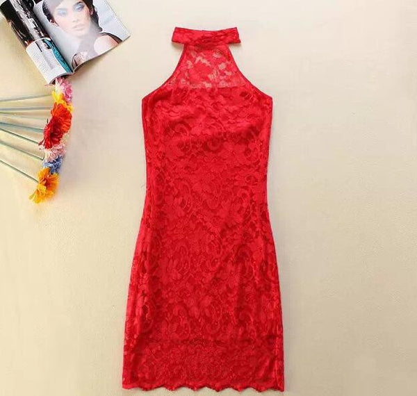 Vestido de renda cheio de malha Skater