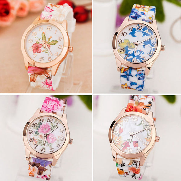 2016 HOT! Fashion Women Watches Reloj Rose Flower Print