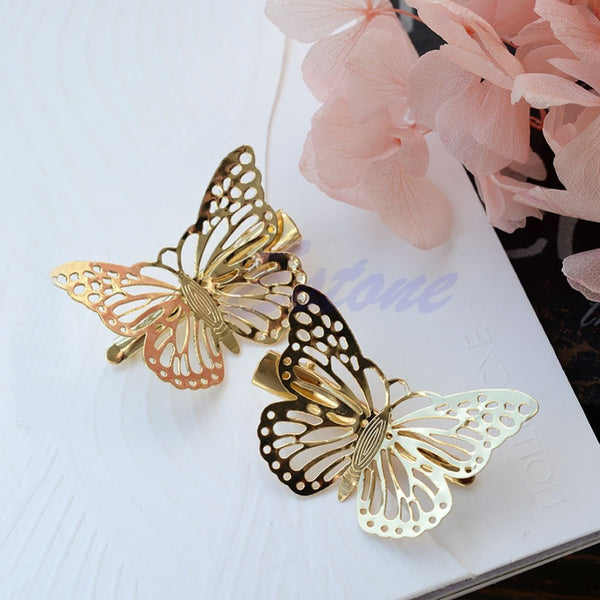 Women Shiny Golden Butterfly Hair Clip