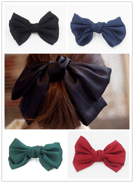 Soft silky hair bow barrette clip