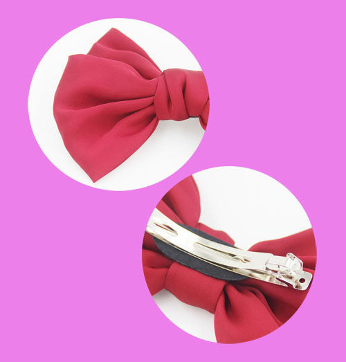 Soft silky hair bow barrette clip