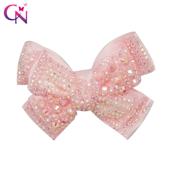 4 Inch Fashion Rhinestone Hair Bows Baby Girls
