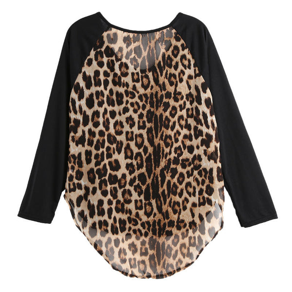 New 2016   Leopard Chiffon Blusas