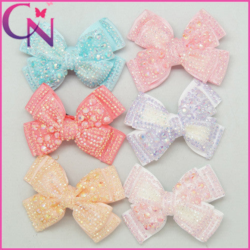4 Inch Fashion Rhinestone Hair Bows Baby Girls