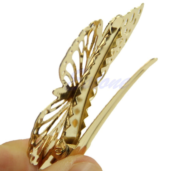Women Shiny Golden Butterfly Hair Clip