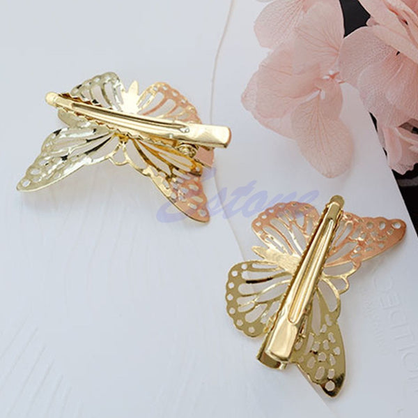 Women Shiny Golden Butterfly Hair Clip