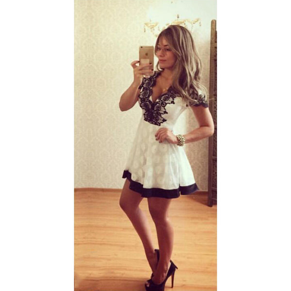 con scollo a v manica corta abiti casual sexy vestito da a-line