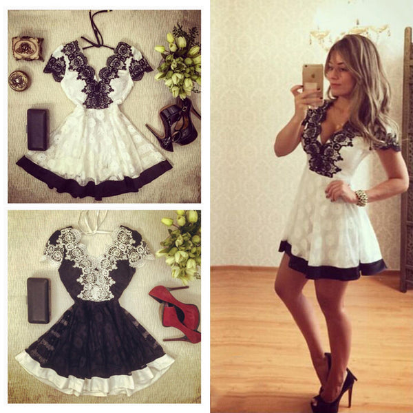 con scollo a v manica corta abiti casual sexy vestito da a-line