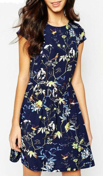 stampati manica corta prom gown abiti abiti temperamento